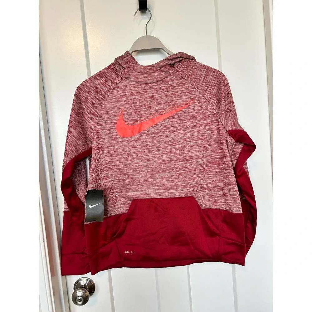 Nike Youth Dri Fit Loose Fit Therma Training‎ Hoodie Sweatshirt Pockets Red XL